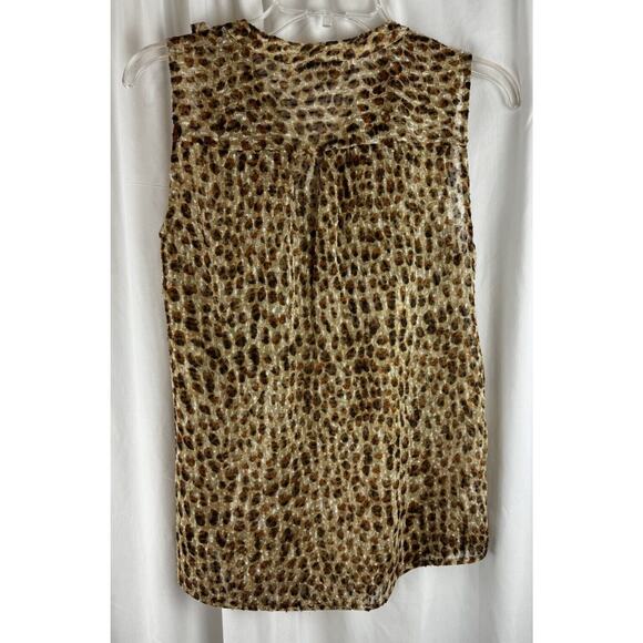 Ann Taylor LOFT Sleeveless Animal Print Top Brown Tan S Light Academia 55-20 - Picture 10 of 16